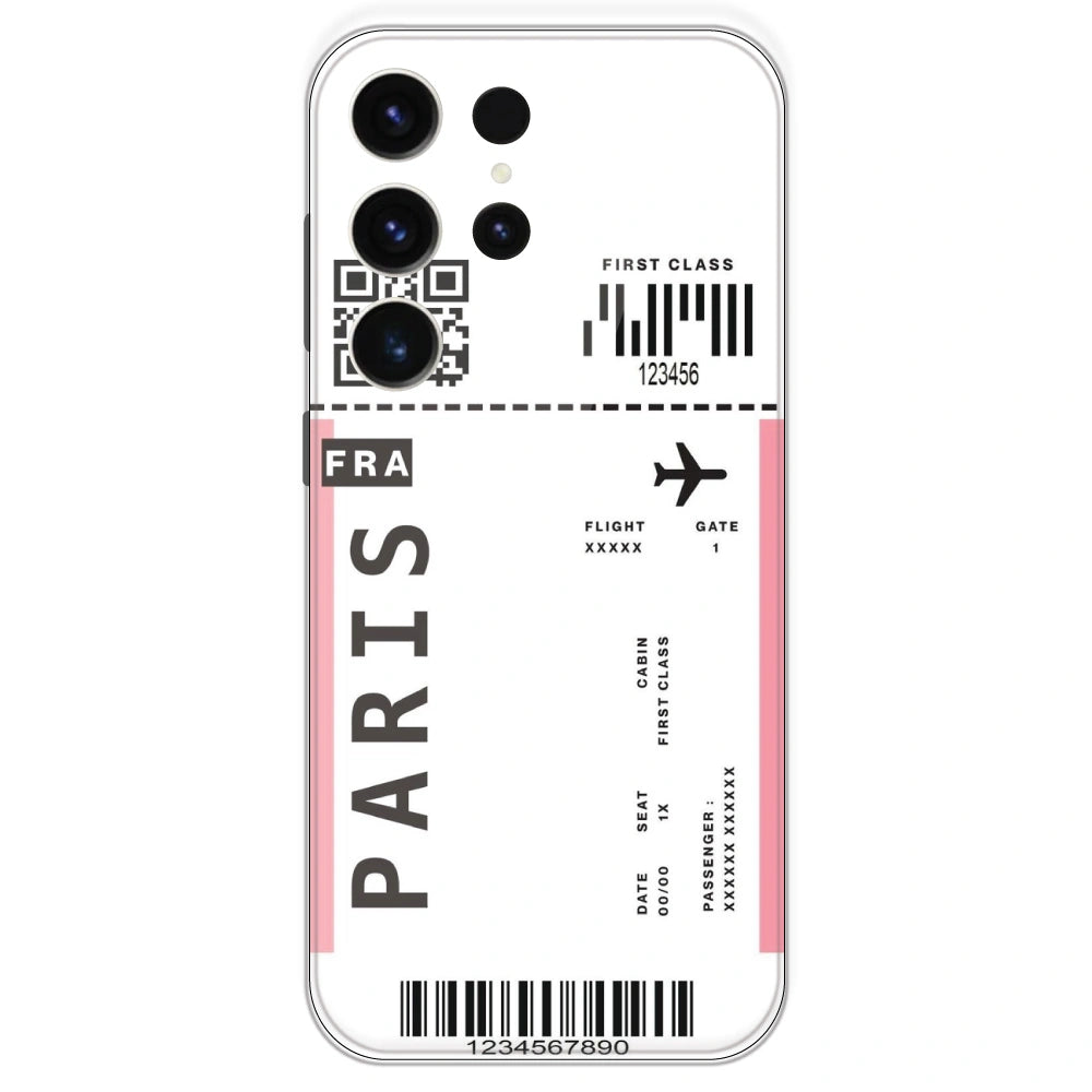Paris Ticket - Clear Printed Silicone Case For Samsung Galaxy S23 Ultra