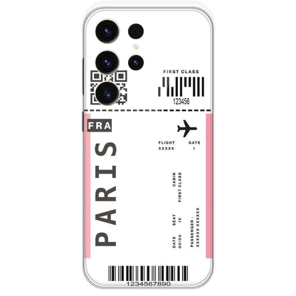 Paris Ticket - Clear Printed Silicone Case For Samsung Galaxy S23 Ultra