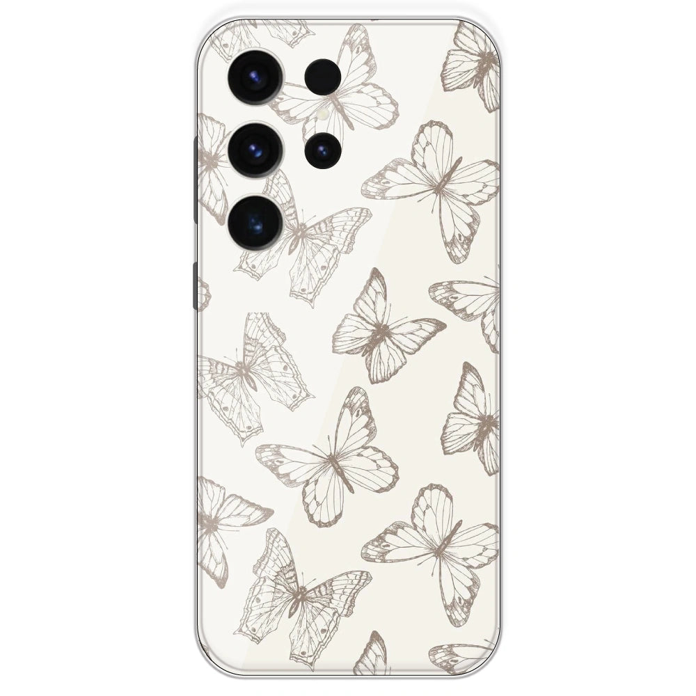 White Butterflies - Printed Silicone Case For Samsung Galaxy S23 Ultra
