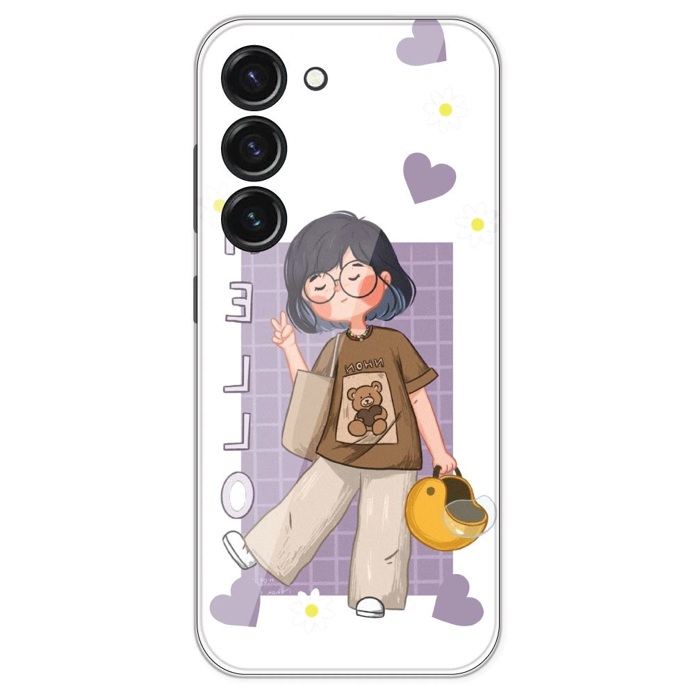 Introvert Girl - Clear Printed Silicone Case For Samsung Galaxy S23