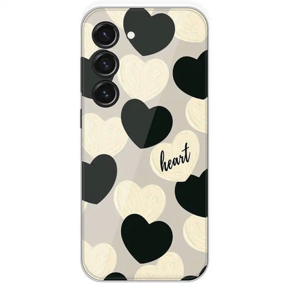 Black And White Heart - Printed Silicone Case For Samsung Galaxy S23