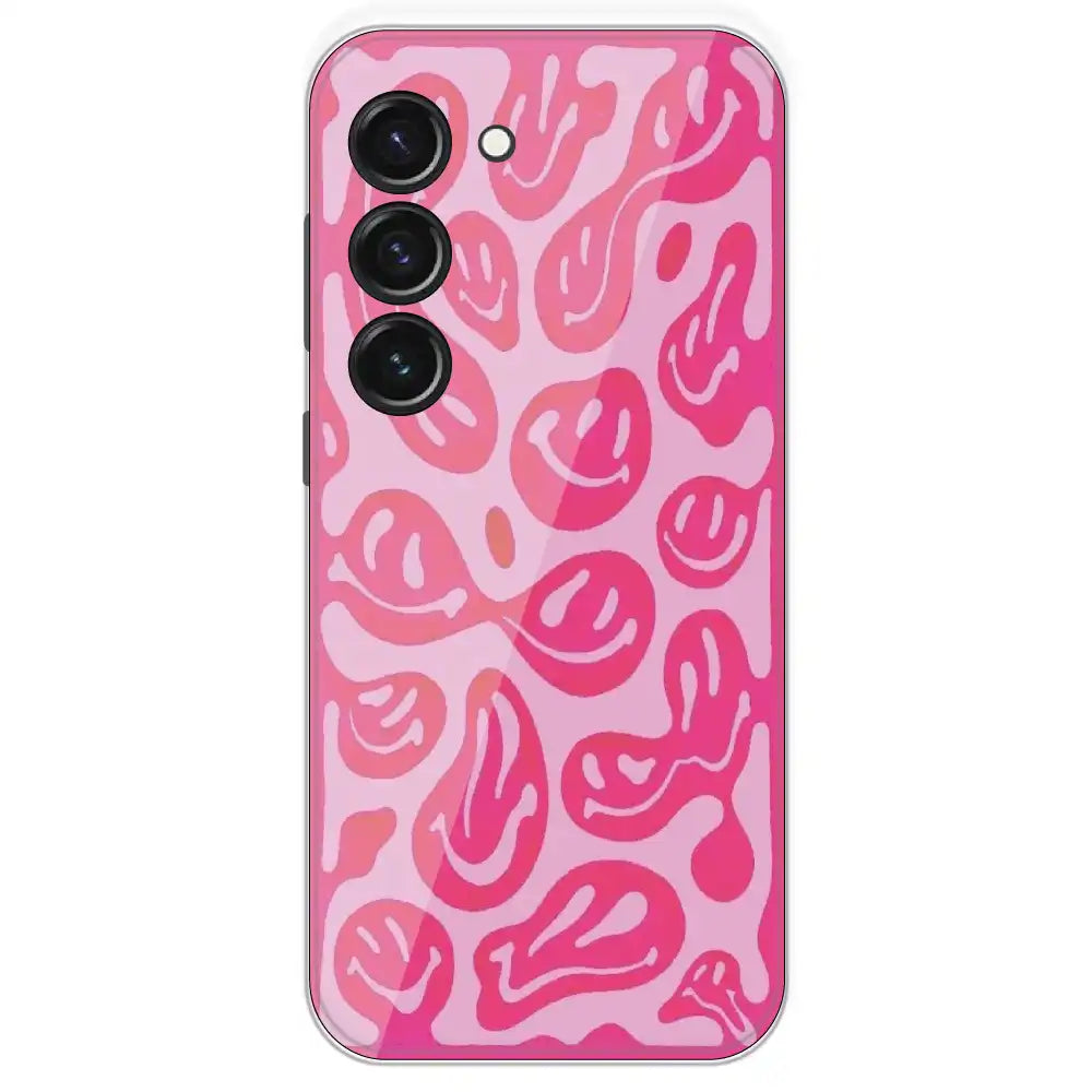 Pink Smilies - Printed Silicone Case For Samsung Galaxy S23