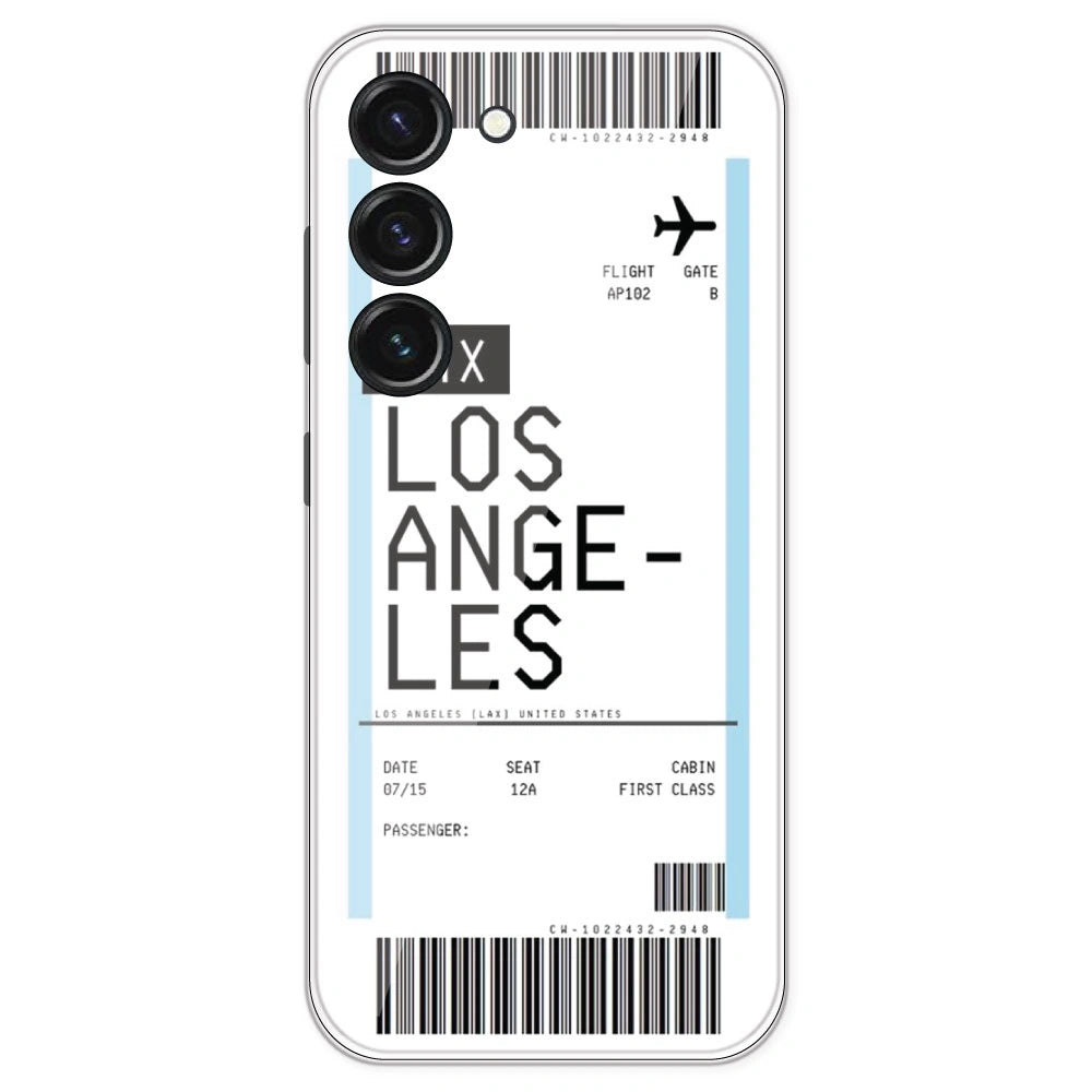 Los Angeles Ticket - Clear Printed Silicone Case For Samsung Galaxy S23