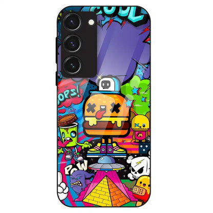 Colorful Graffiti Cartoon - Glass Case For Samsung Galaxy S23