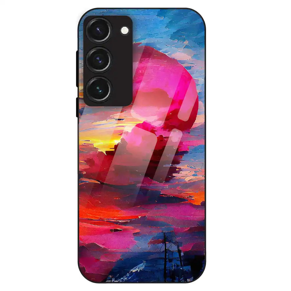 Abstract Sunset Vibes - Glass Case For Samsung Galaxy S23