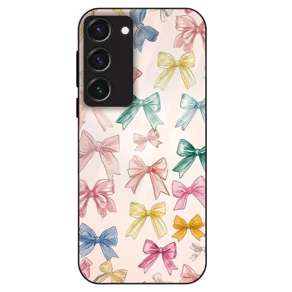 Pastel Bow Pattern - Glass Case For Samsung Galaxy S23