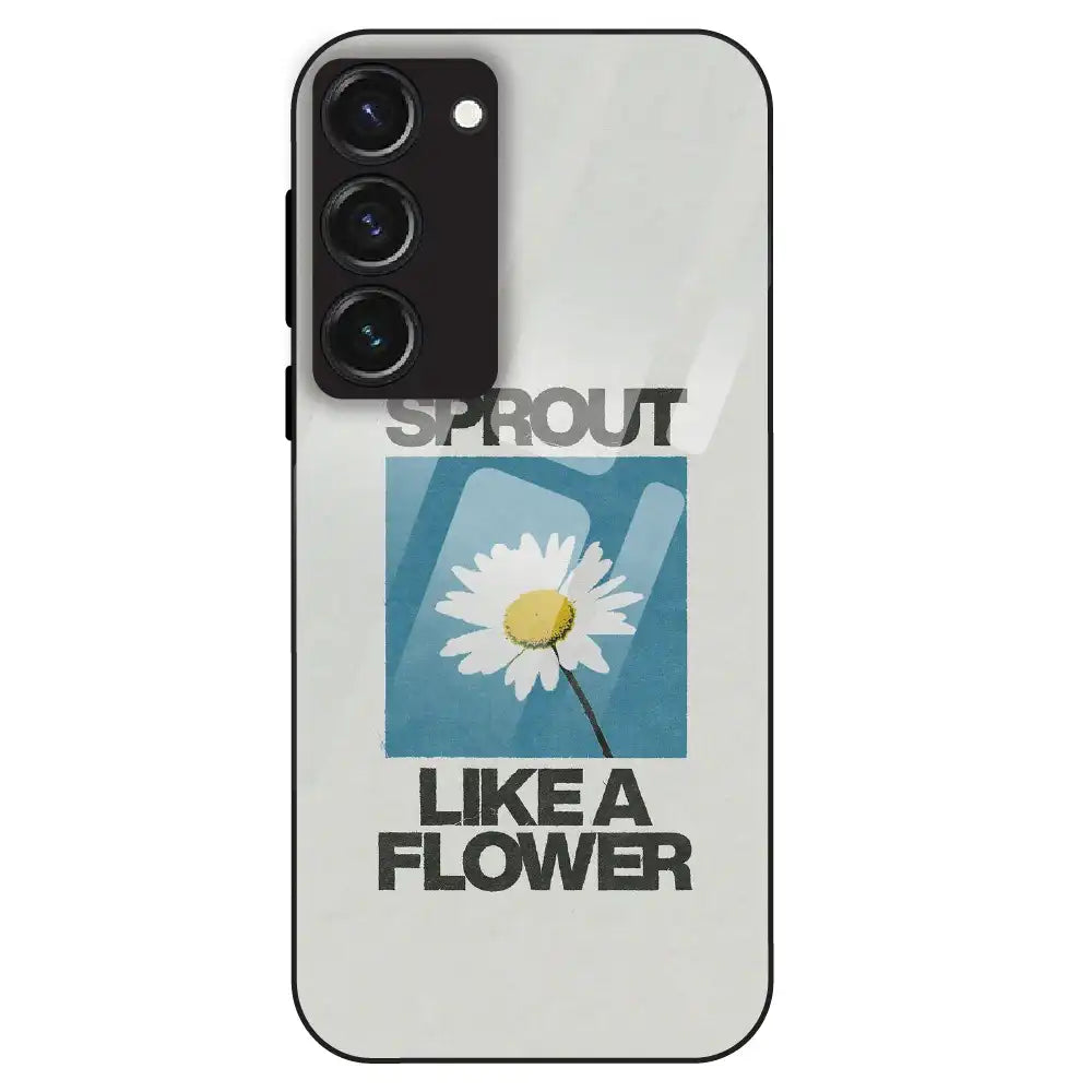 Minimal Daisy Flower - Glass Case For Samsung Galaxy S23
