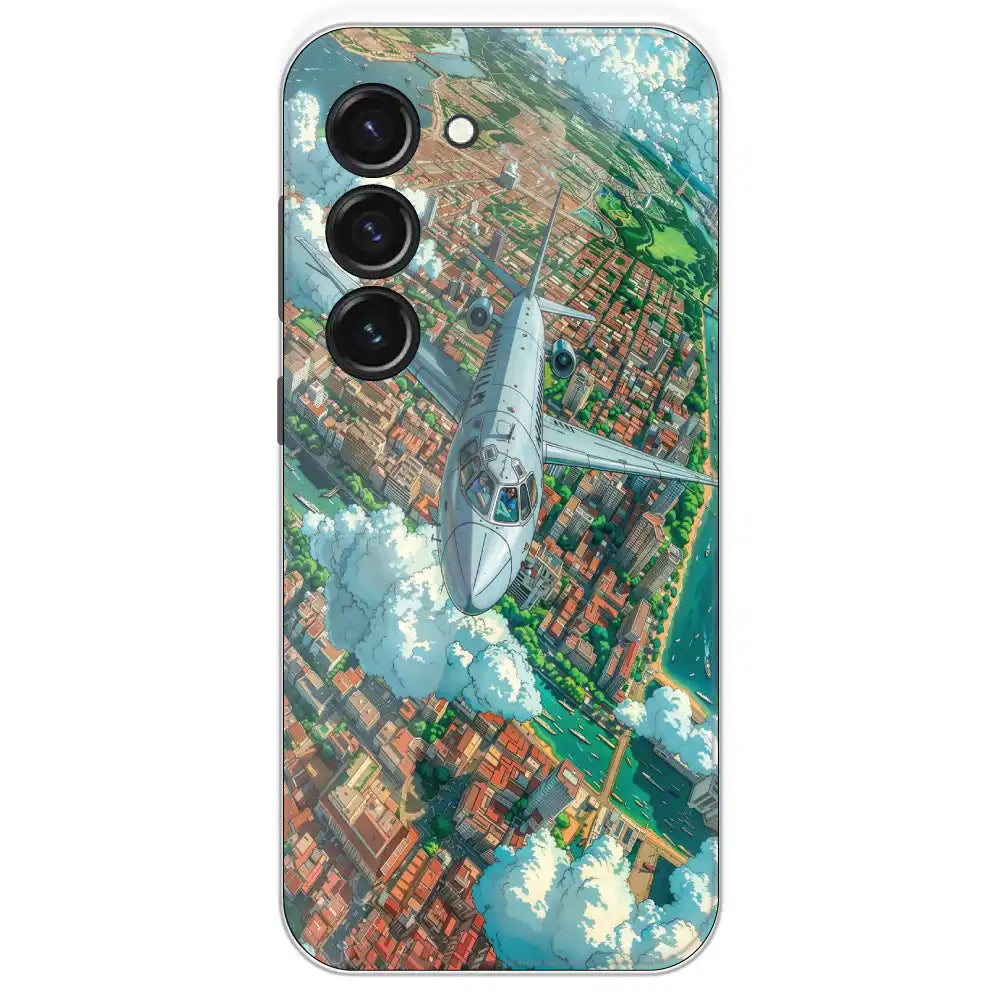 Flying Over City - Printed Silicone Case For Samsung Galaxy S23