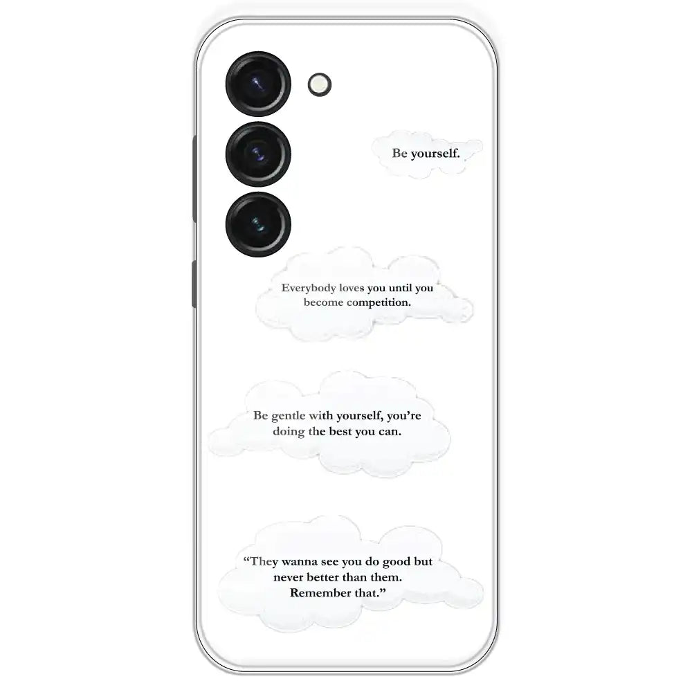 Quotes And Clouds - Clear Printed Silicone Case For Samsung Galaxy S23