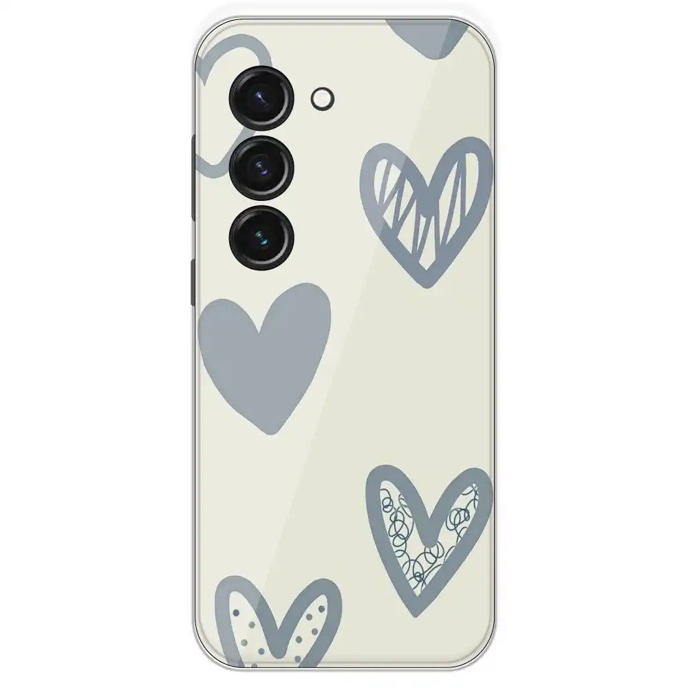 Light Blue Hearts - Printed Silicone Case For Samsung Galaxy S23
