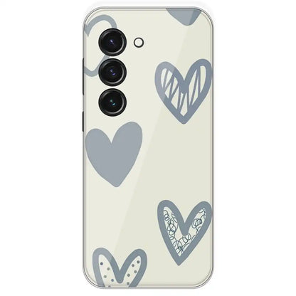 Light Blue Hearts - Printed Silicone Case For Samsung Galaxy S23