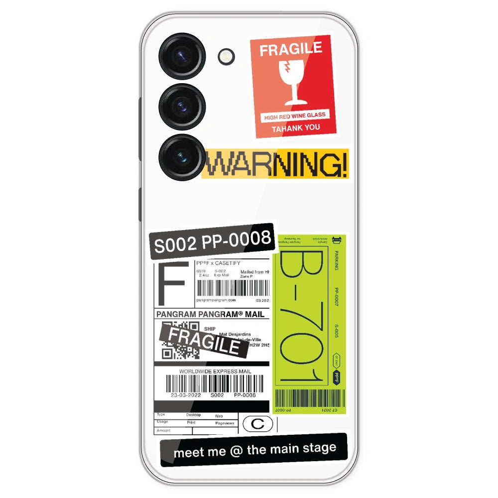 Fragile Labels - Clear Printed Silicone Case For Samsung Galaxy S23