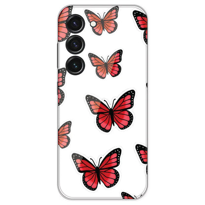 Red Butterfly - Clear Printed Silicone Case For Samsung Galaxy S23