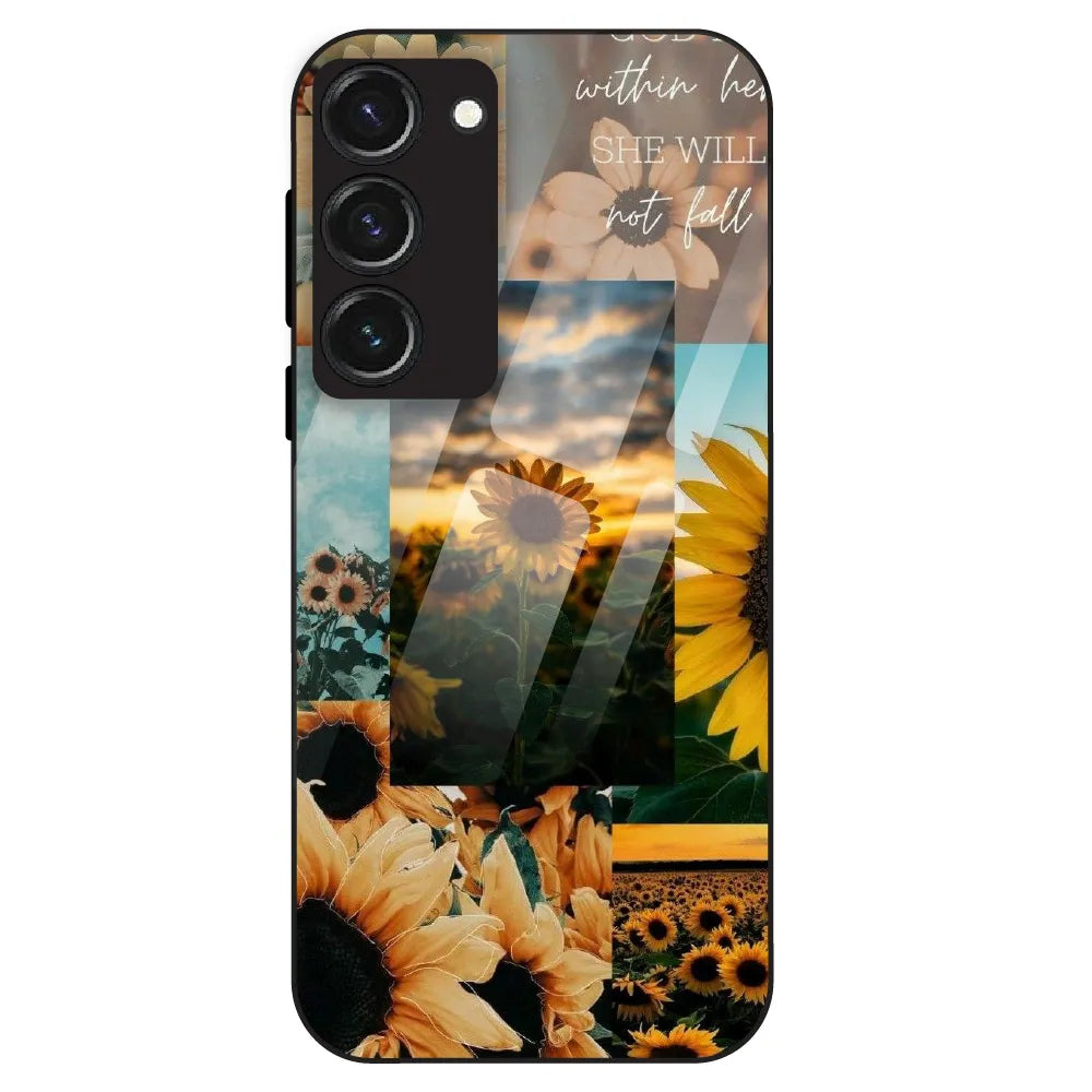 Sunflower Serenity Collage - Glass Case For Samsung Galaxy S23