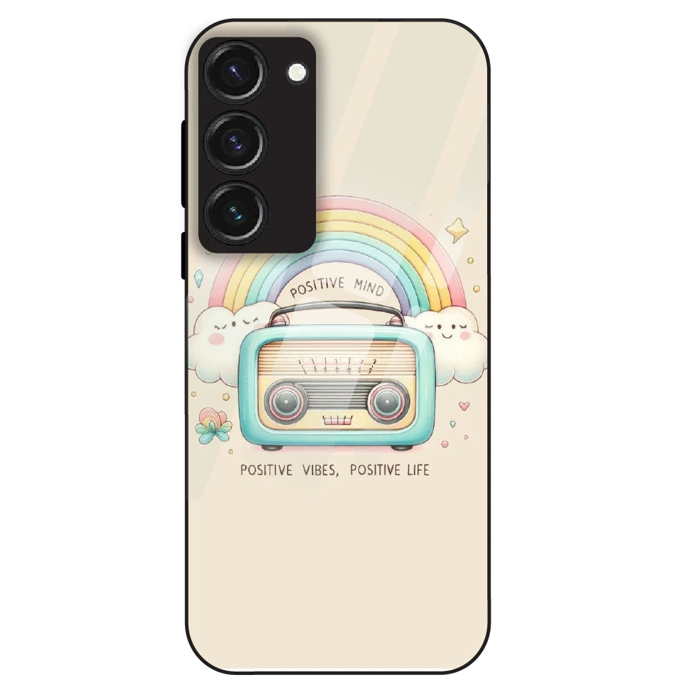 Positive Vibes Retro - Glass Case For Samsung Galaxy S23