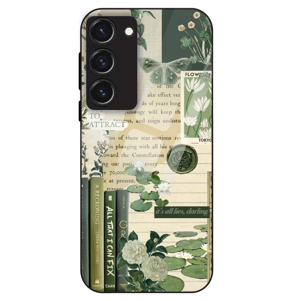 Botanical Vintage Collage - Glass Case For Samsung Galaxy S23