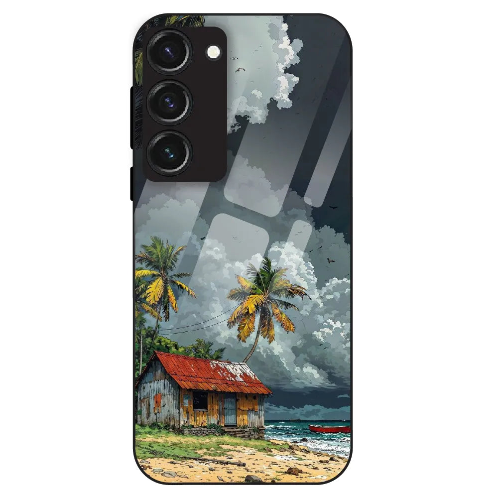 Tropical Beach Hut - Glass Case For Samsung Galaxy S23