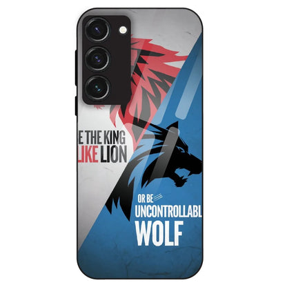 Lion vs Wolf Power - Glass Case For Samsung Galaxy S23