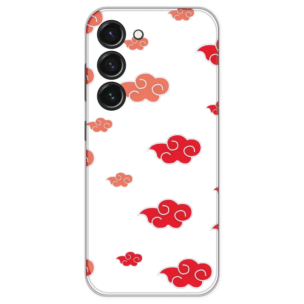 Red Clouds - Clear Printed Silicone Case For Samsung Galaxy S23