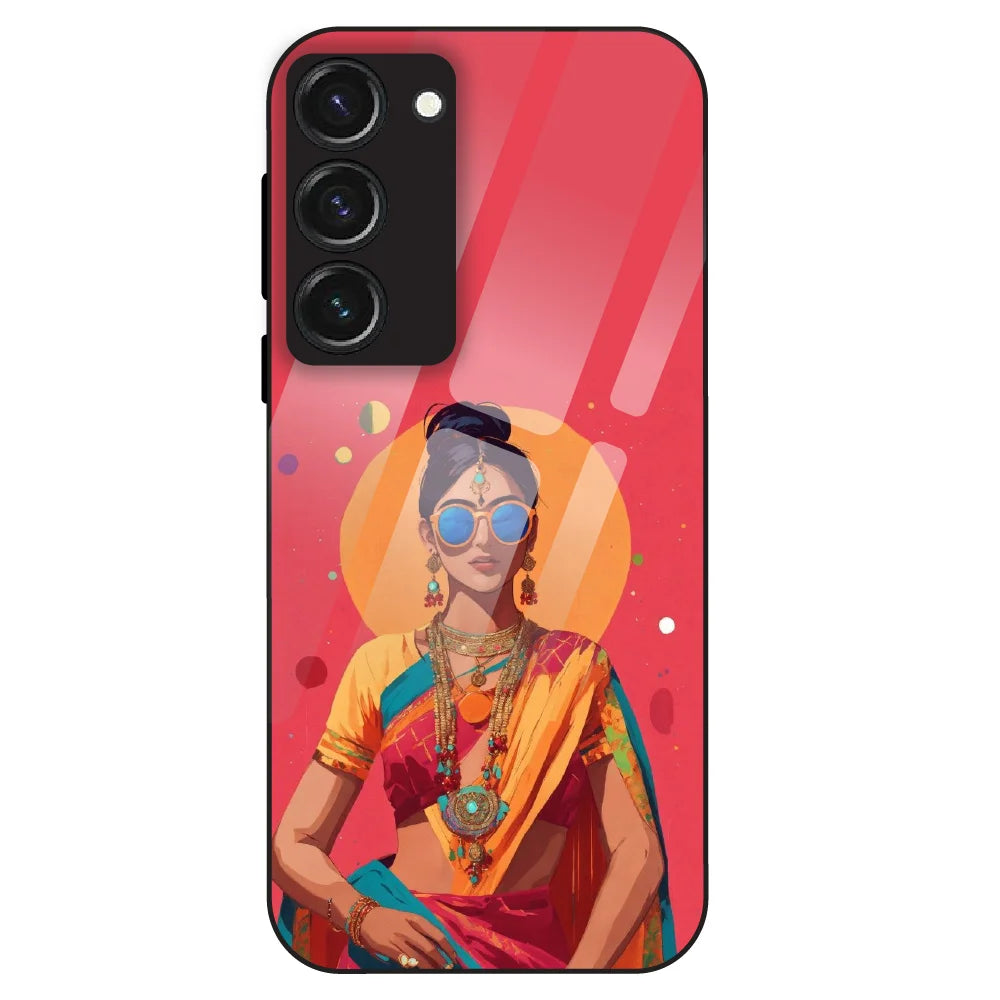 Trendy Ethnic Beauty - Glass Case For Samsung Galaxy S23