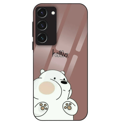 Cute Bear Minimal - Glass Case For Samsung Galaxy S23