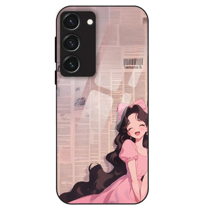 Cute Pink Anime Girl - Glass Case For Samsung Galaxy S23