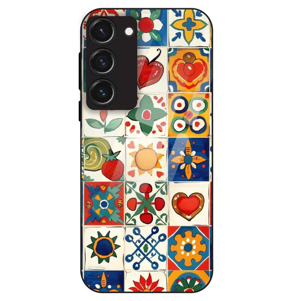 Colorful Tile Art - Glass Case For Samsung Galaxy S23