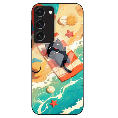 Beach Cat Aesthetic - Glass Case For Samsung Galaxy S23