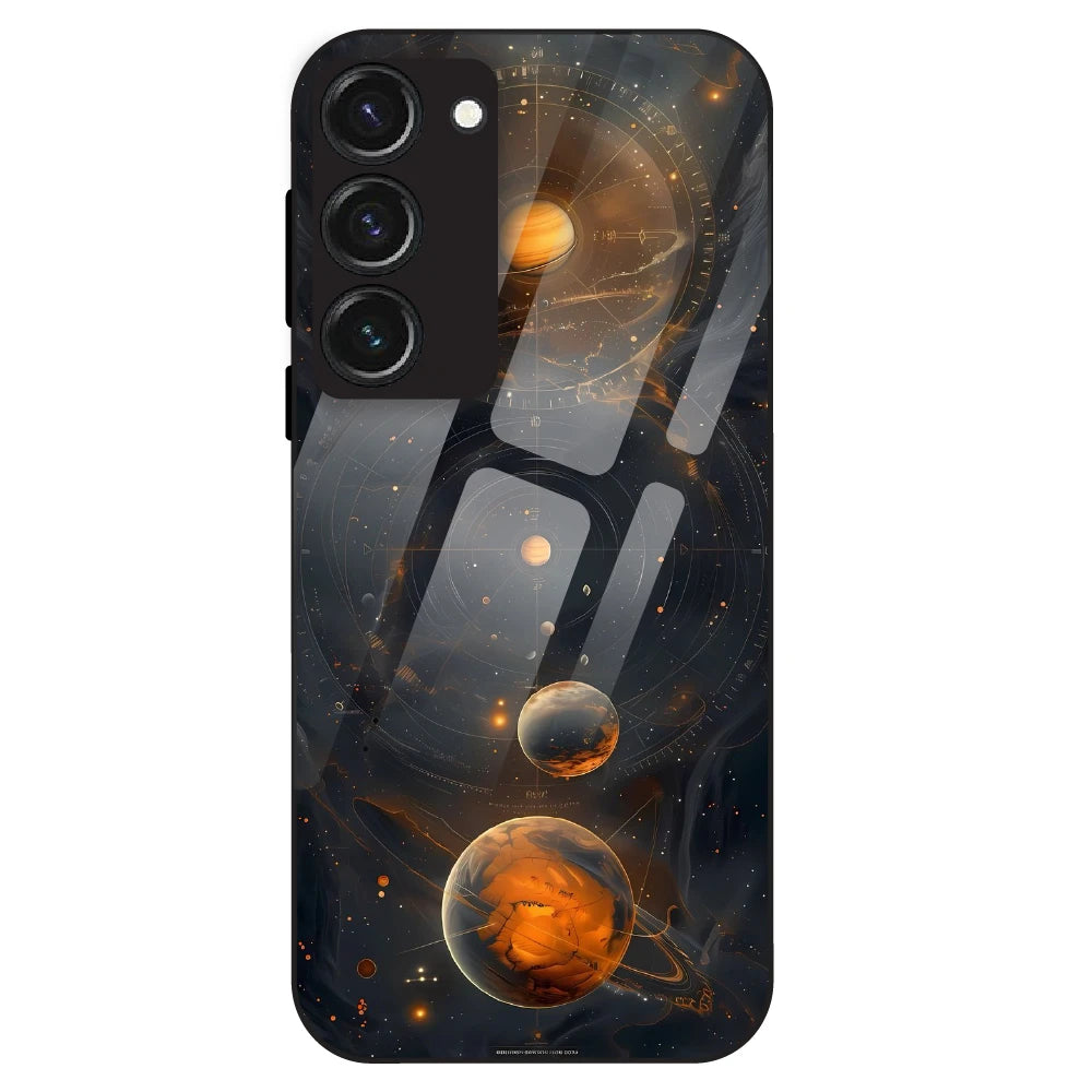 Cosmic Orbit Aesthetic - Glass Case For Samsung Galaxy S23