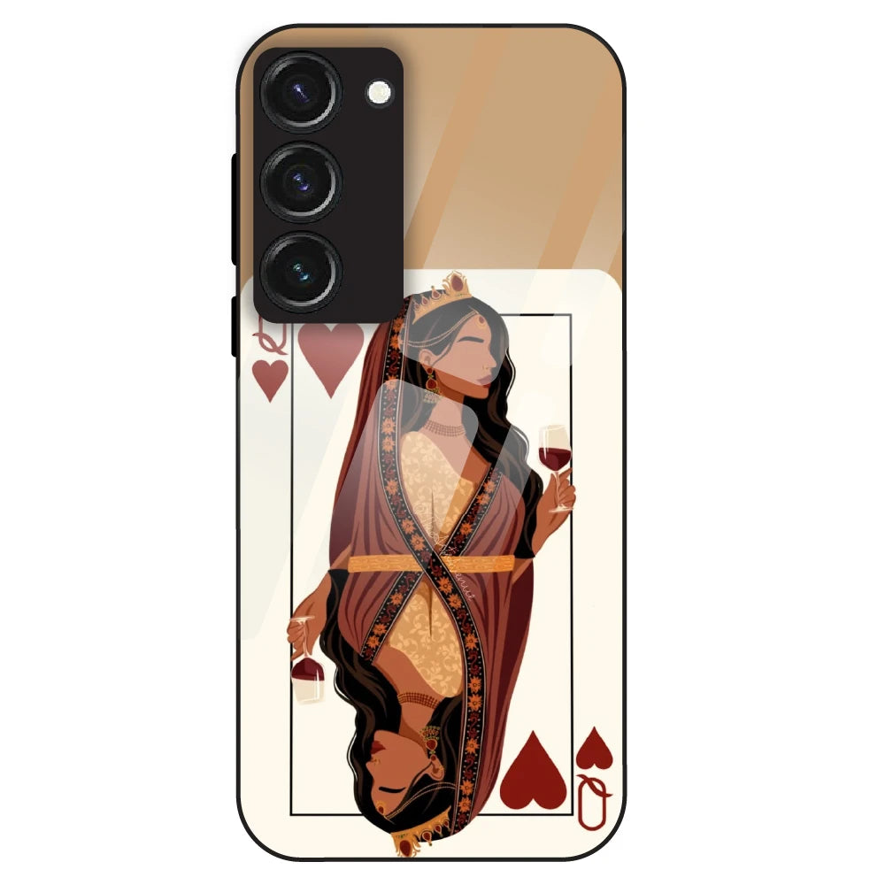 Queen of Hearts Design - Glass Case For Samsung Galaxy S23