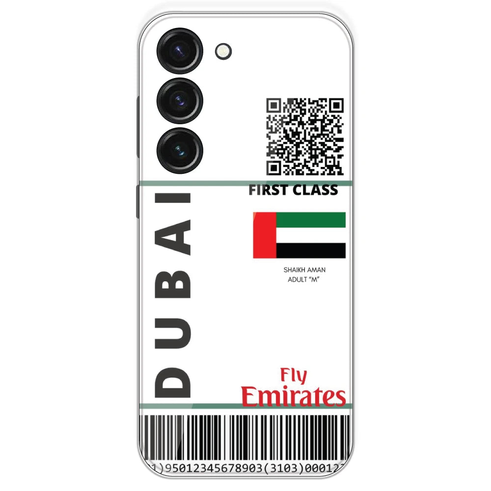Dubai Ticket - Clear Printed Silicone Case For Samsung Galaxy S23
