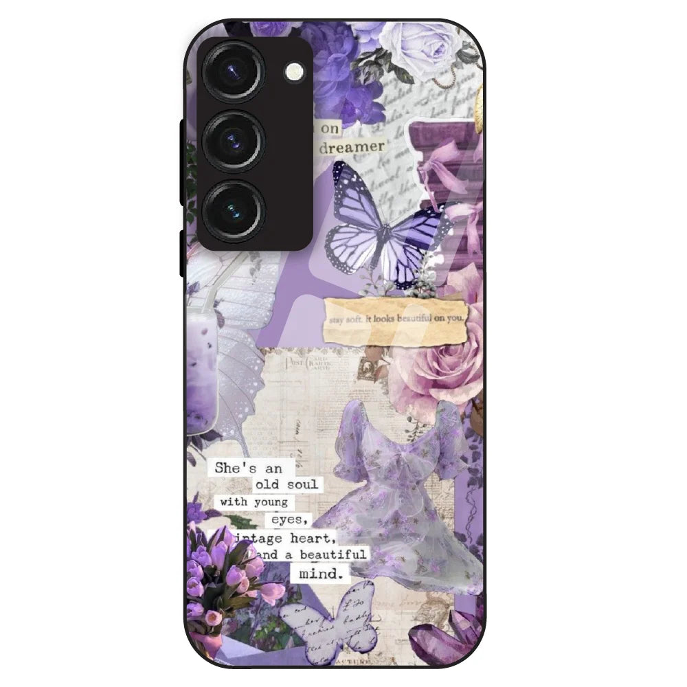 Lavender Vintage Collage - Glass Case For Samsung Galaxy S23