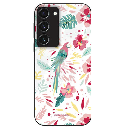 Tropical Parrot Floral - Glass Case For Samsung Galaxy S23