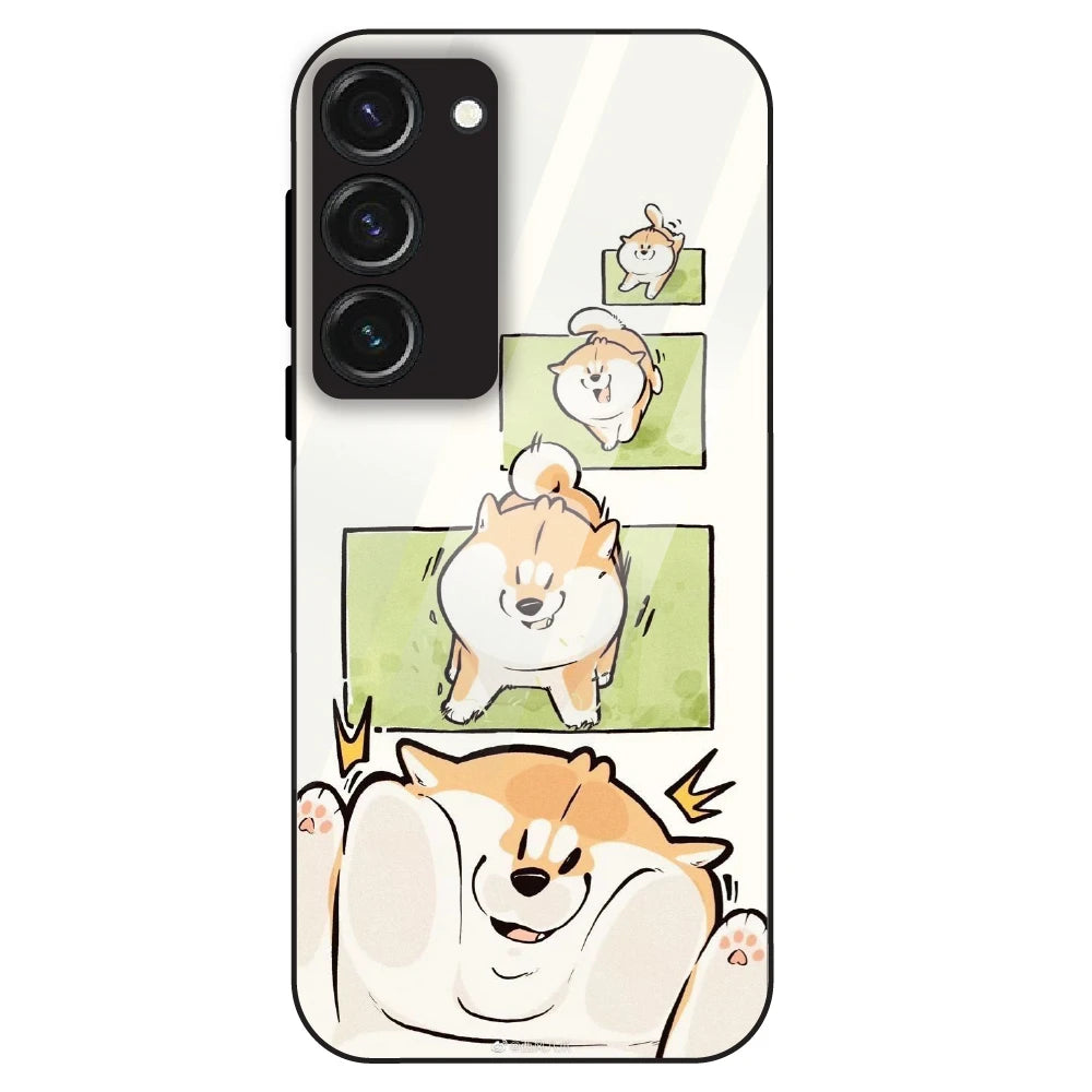 Cute Shiba Steps - Glass Case For Samsung Galaxy S23