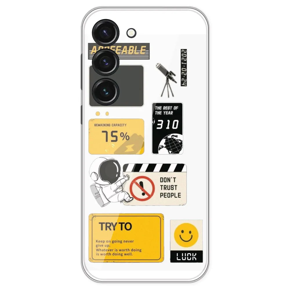 Space - Clear Printed Silicone Case For Samsung Galaxy S23