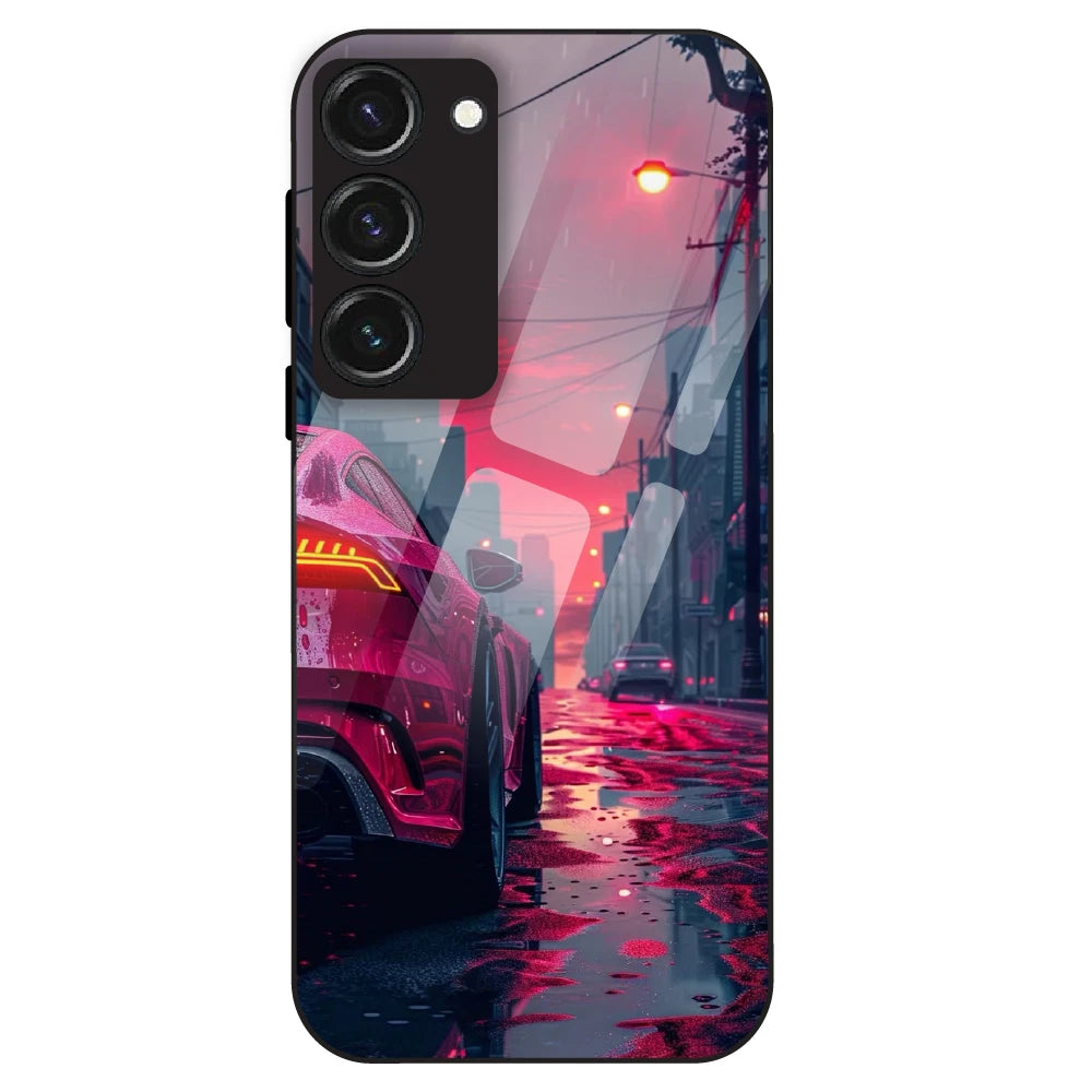 Neon Street Racer - Glass Case For Samsung Galaxy S23