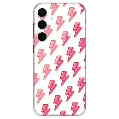 Pink Lightning Bolts - Clear Printed Silicone Case For Samsung Galaxy S24 FE