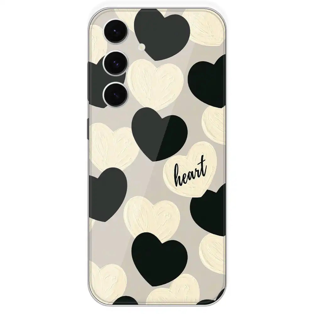 Black And White Heart - Printed Silicone Case For Samsung Galaxy S24 FE