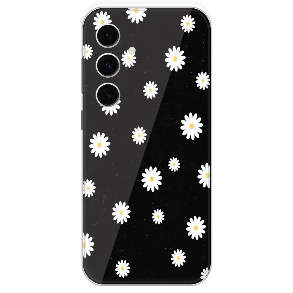 White And Black Flower - Printed Silicone Case For Samsung Galaxy S24 FE