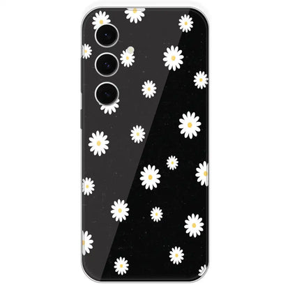 White And Black Flower - Printed Silicone Case For Samsung Galaxy S24 FE