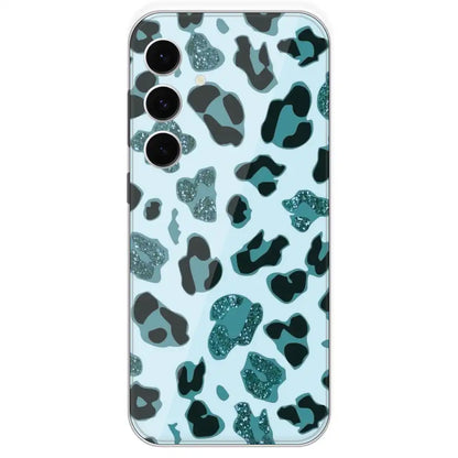 Blue Leopard Glitter Print - Printed Silicone Case For Samsung Galaxy S24 FE