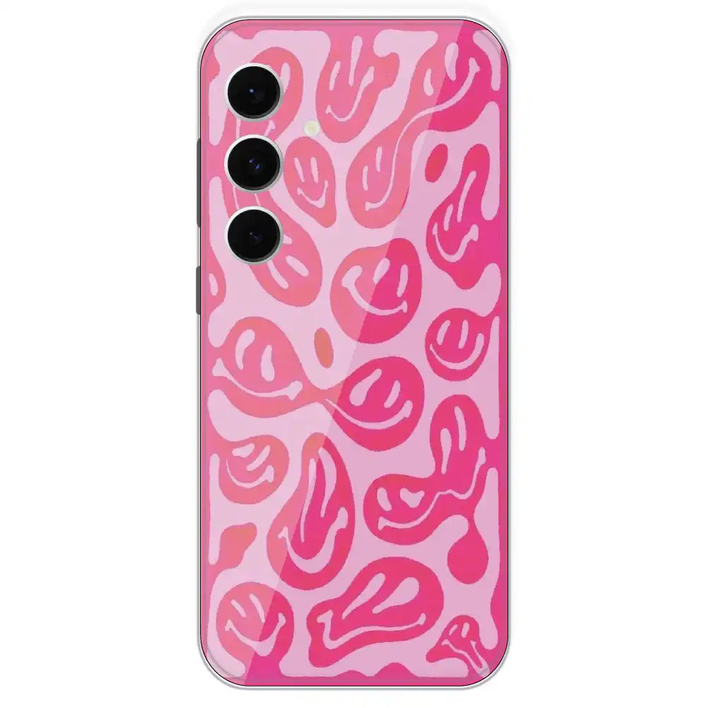 Pink Smilies - Printed Silicone Case For Samsung Galaxy S24 FE