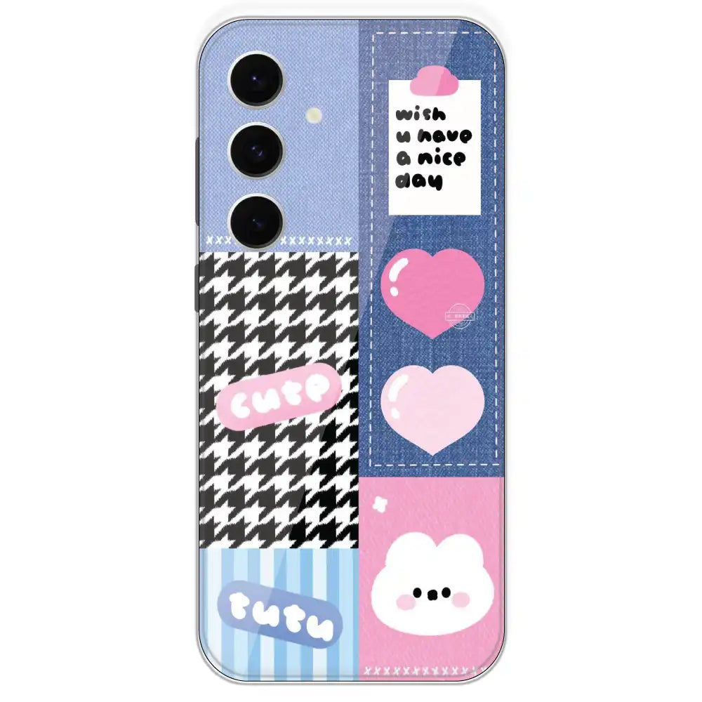 Cute Pink Bear Collage - Printed Silicone Case For Samsung Galaxy S24 FE