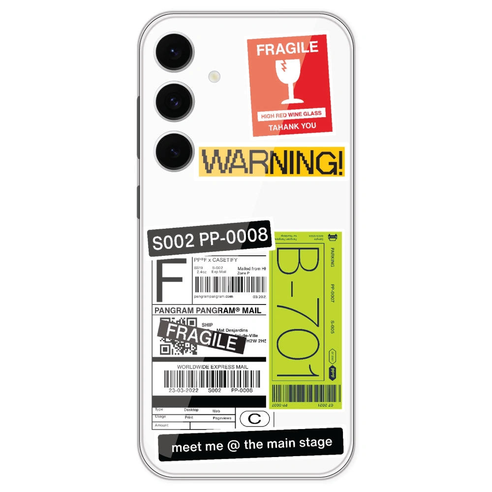 Fragile Labels - Clear Printed Silicone Case For Samsung Galaxy S24 FE
