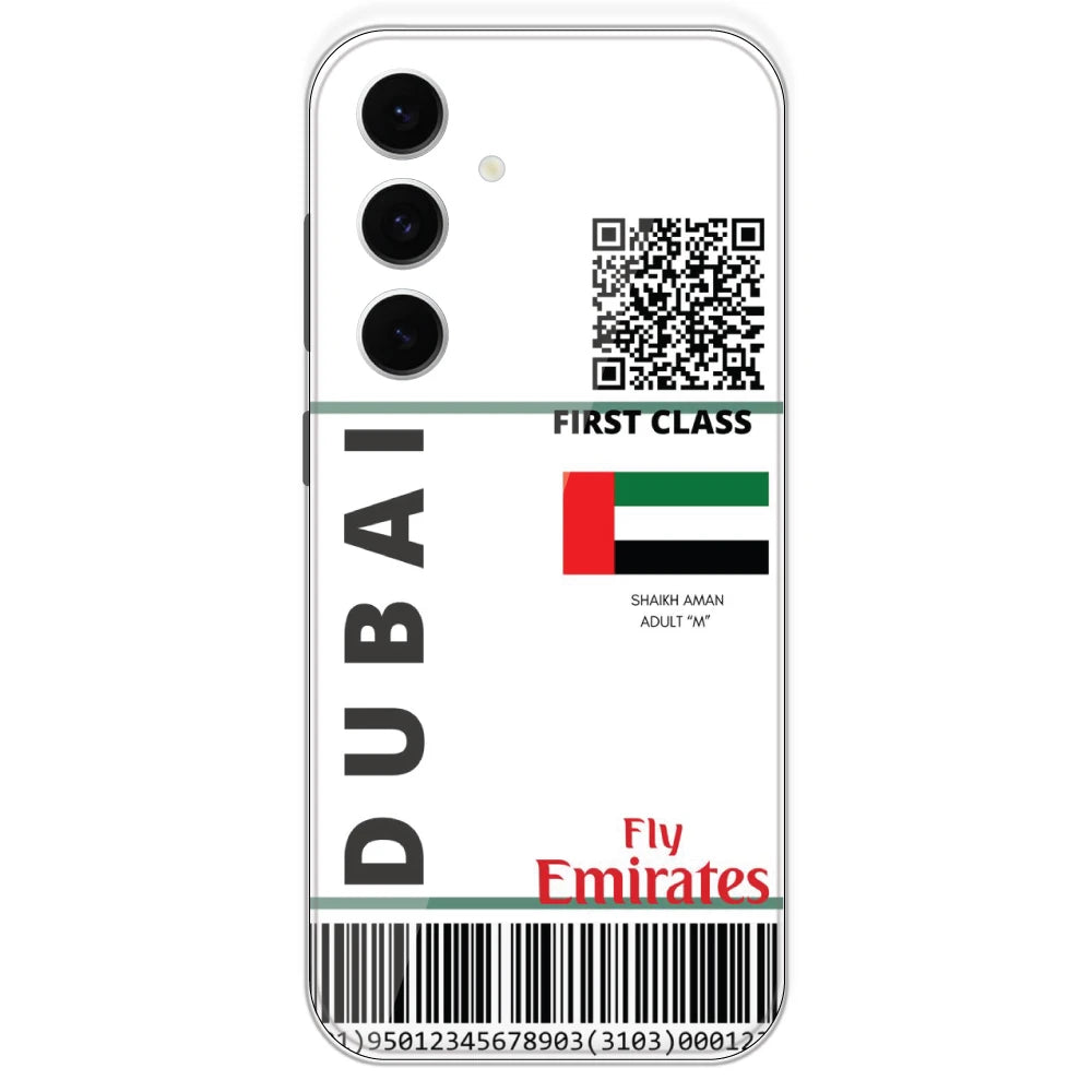 Dubai Ticket - Clear Printed Silicone Case For Samsung Galaxy S24 FE