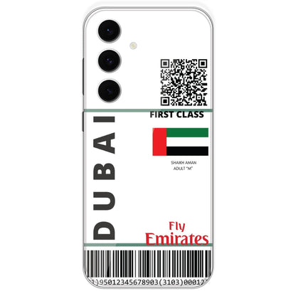 Dubai Ticket - Clear Printed Silicone Case For Samsung Galaxy S24 FE