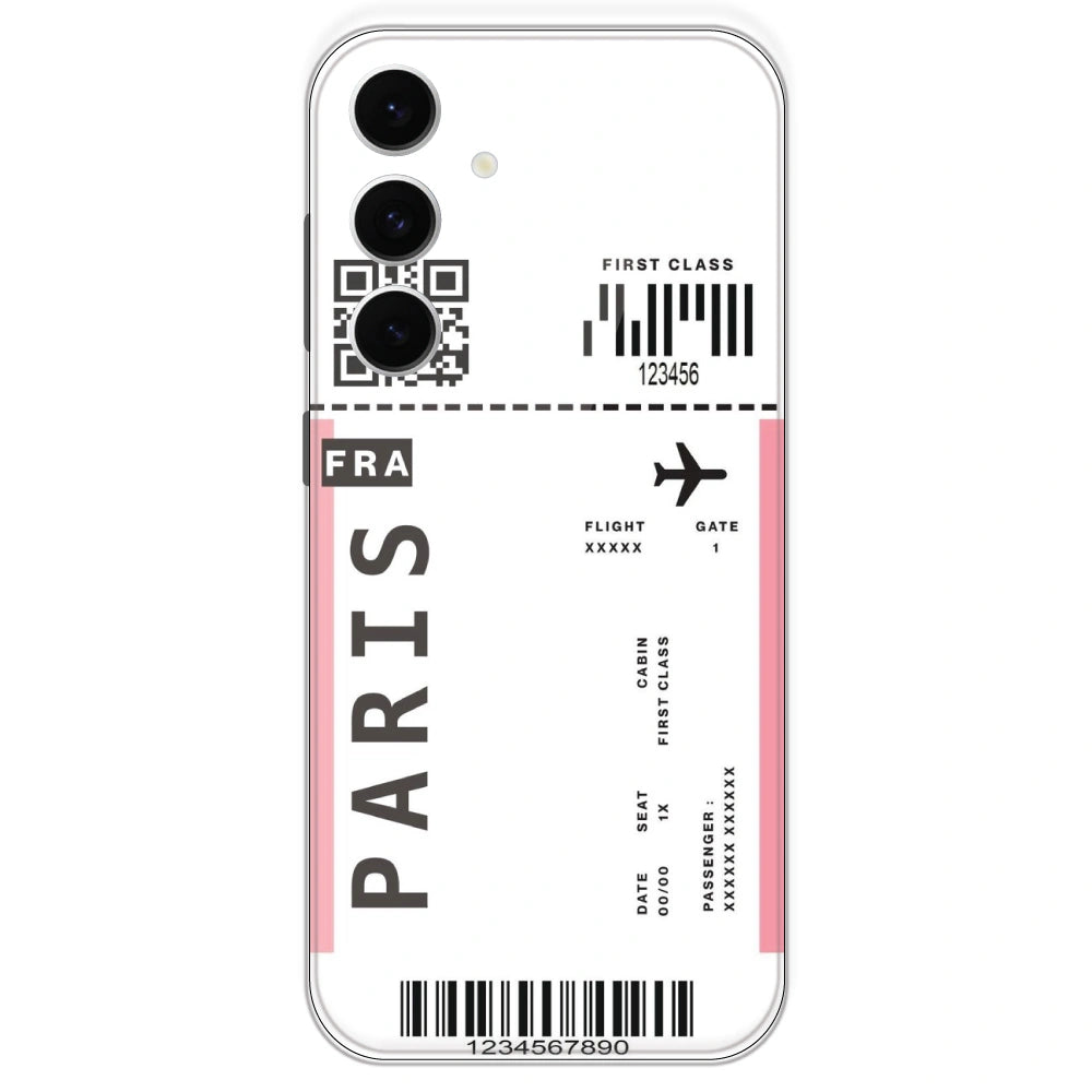 Paris Ticket - Clear Printed Silicone Case For Samsung Galaxy S24 FE