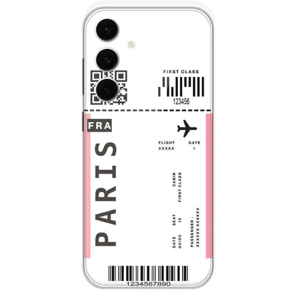 Paris Ticket - Clear Printed Silicone Case For Samsung Galaxy S24 FE