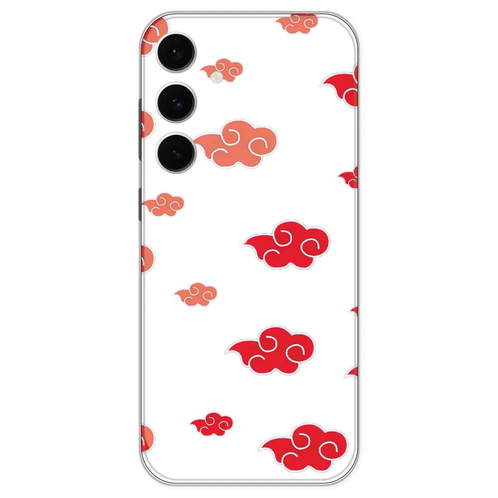 Red Clouds - Clear Printed Silicone Case For Samsung Galaxy S24 FE
