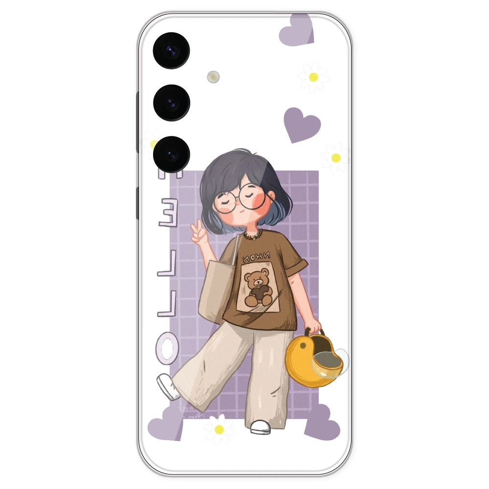 Introvert Girl - Clear Printed Silicone Case For Samsung Galaxy S24 Plus